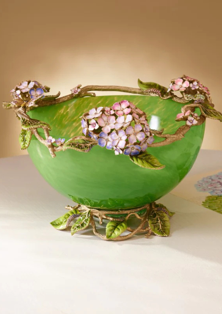 Sophie Hydrangea Green Glass Bowl