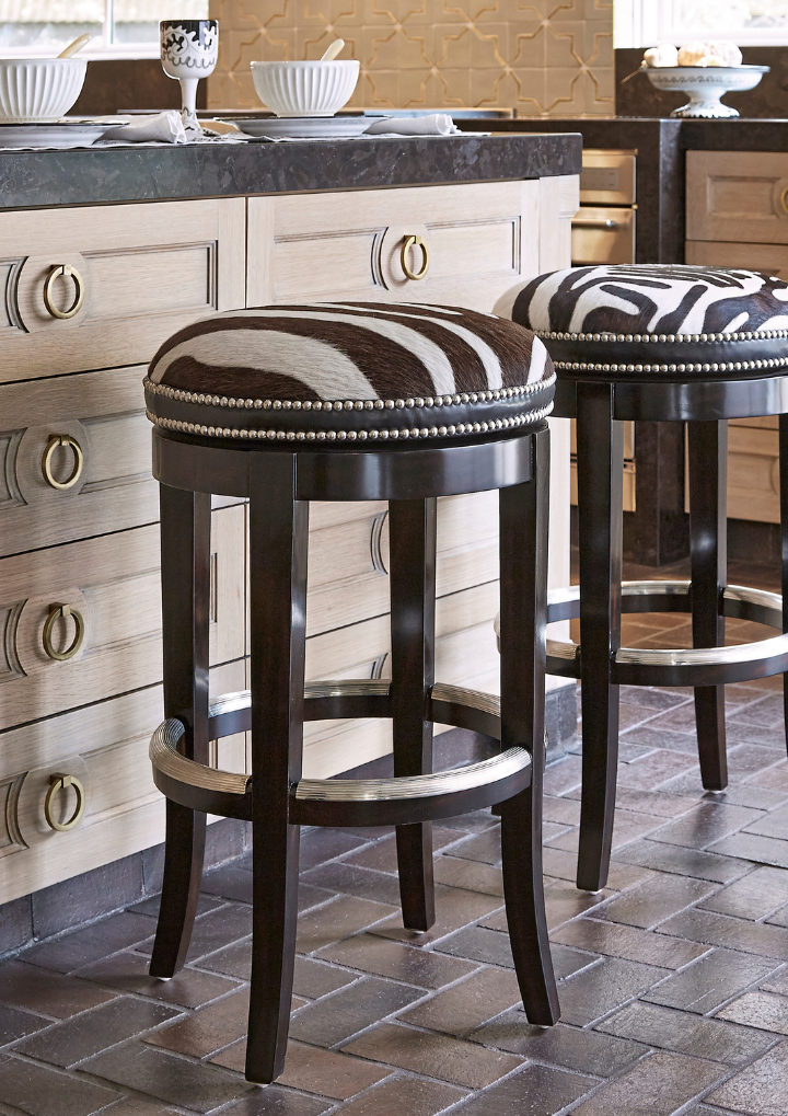 Zebrano Swivel Counter Stool - Backless