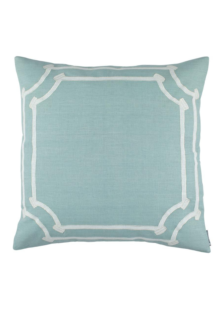 Angie Euro Pillow Spa Linen / White Linen Appliqué