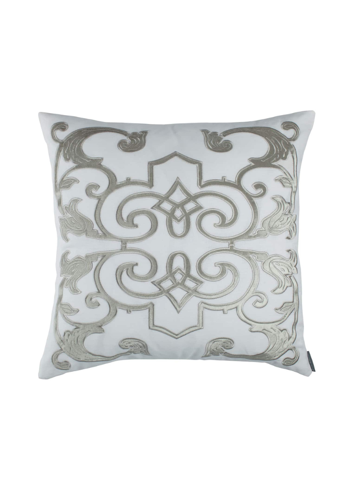 Mozart Square Pillow White Ice Silver