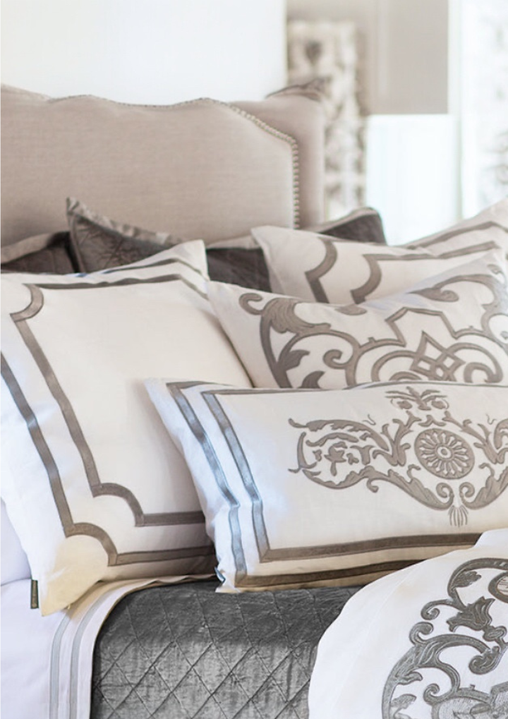 Mozart Square Pillow White Steel