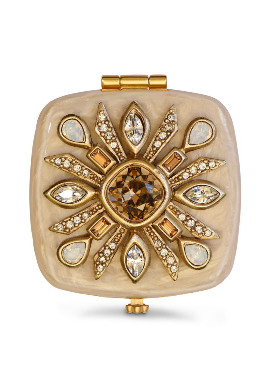 Schuyler Maltese Bejeweled Compact Golden