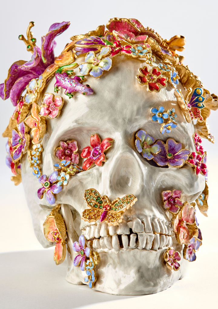 Oliver Skull & Flowers Figurine