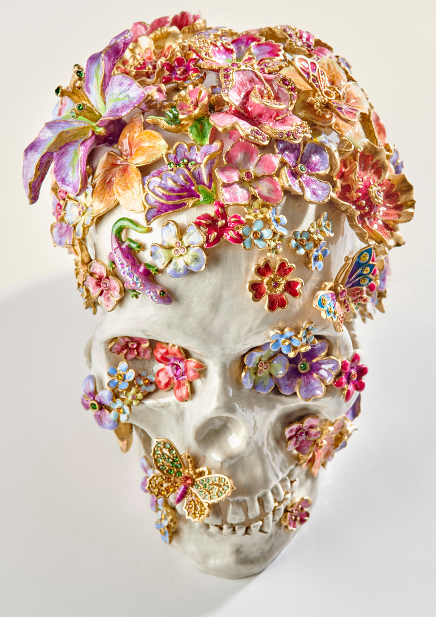 Oliver Skull & Flowers Figurine