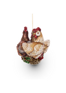 Three French Hens Glass Ornament