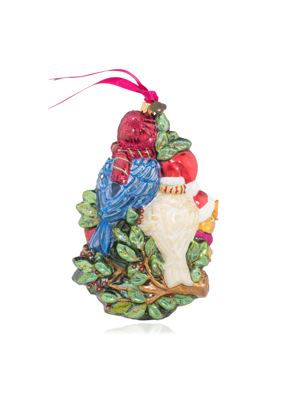 Four Calling Birds Glass Ornament