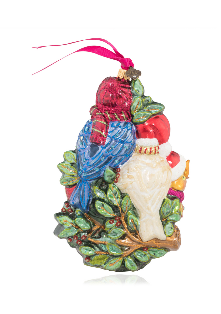 Four Calling Birds Glass Ornament