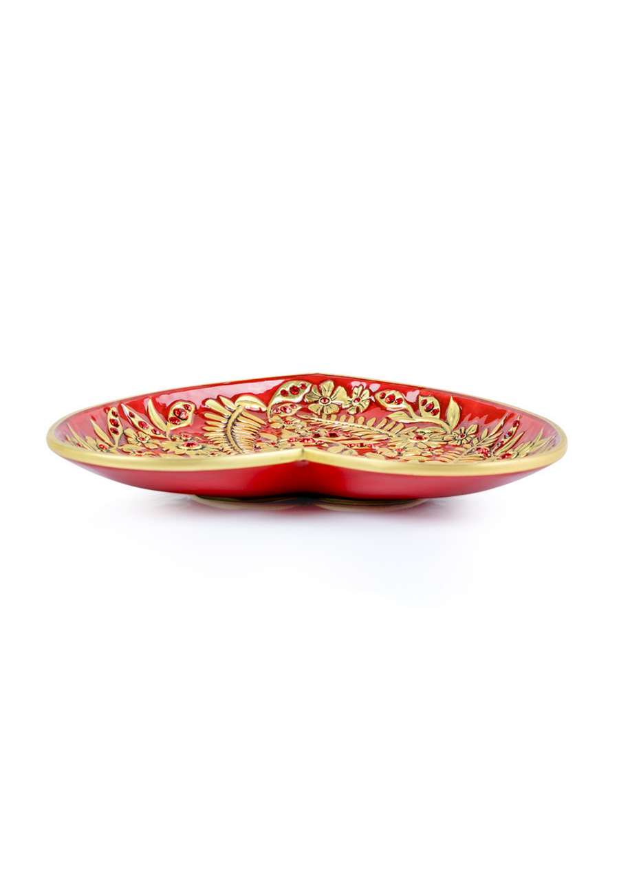 Aria Floral Heart Trinket Tray - Ruby