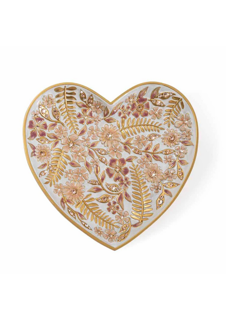 Aria Floral Heart Trinket Tray - Pink
