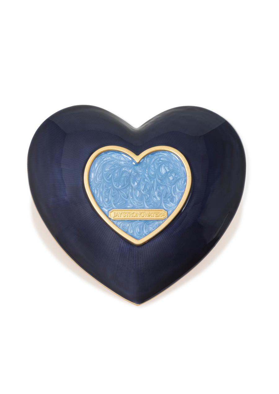 Aria Floral Heart Trinket Tray - Blue