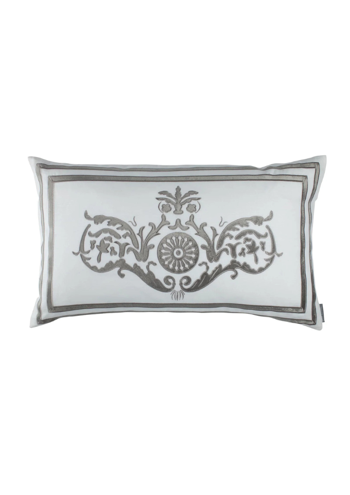 Paris Lg Rectangle Pillow White Steel 18X30