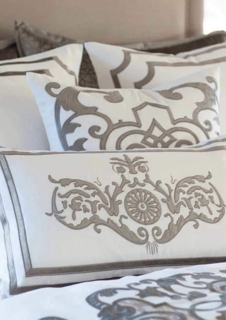 Paris Lg Rectangle Pillow White Steel 18X30