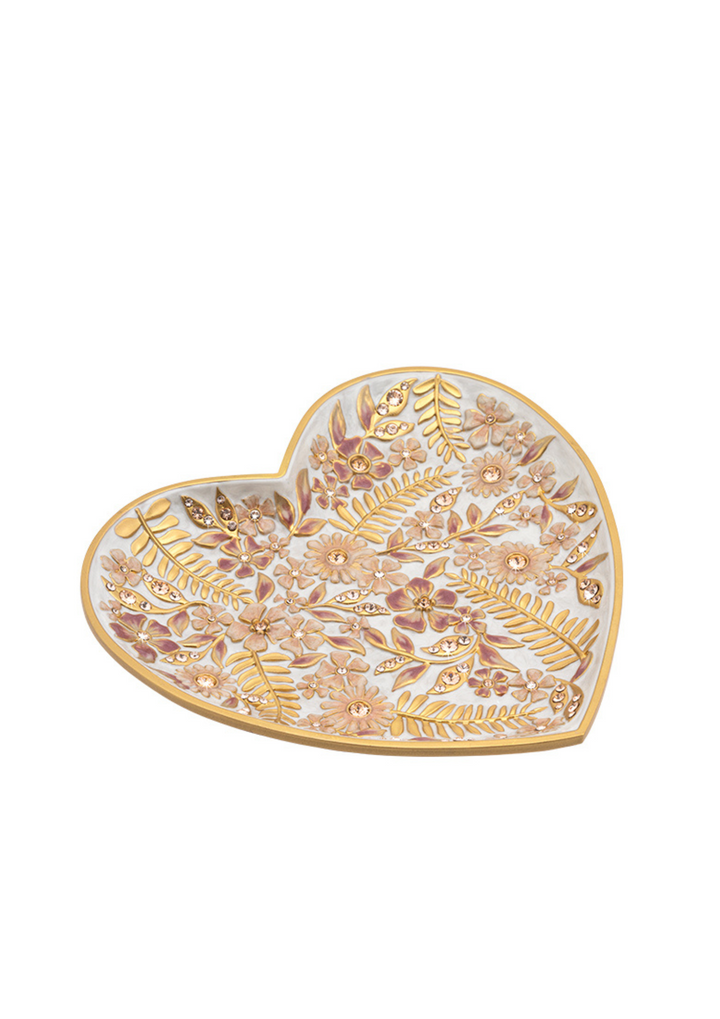 Aria Floral Heart Trinket Tray - Pink
