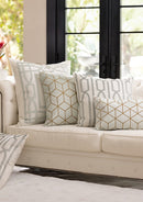 Trey Euro Border Pillow Ivory / Aquamarine