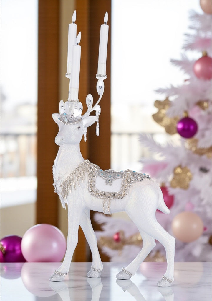 Crystal Christmas Standing Deer Candleholder