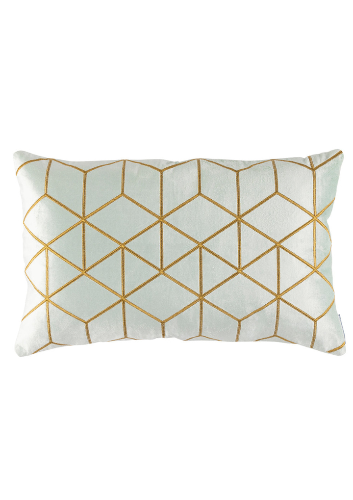 Cube Rectangle Pillow Aquamarine / Gold
