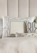 Trey Euro Border Pillow Ivory / Aquamarine