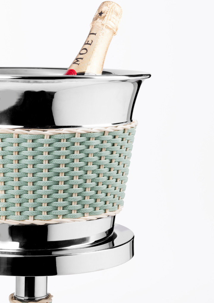 Menton Leather & Rattan Stands / Champagne Bucket Stands