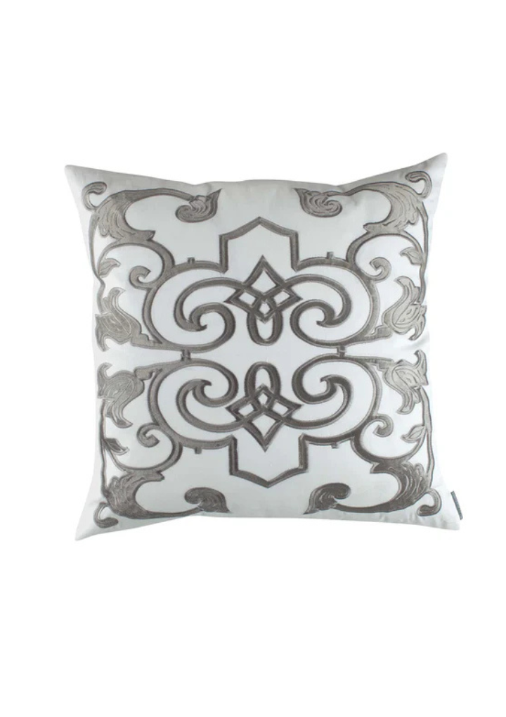 Mozart Square Pillow White Steel