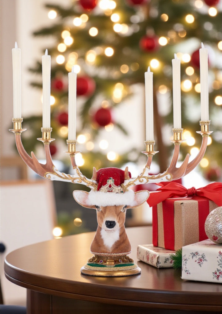 Christmas Ball Deer Head Candelabra