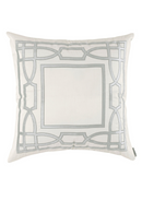 Trey Euro Border Pillow Ivory / Aquamarine