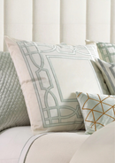 Trey Euro Border Pillow Ivory / Aquamarine
