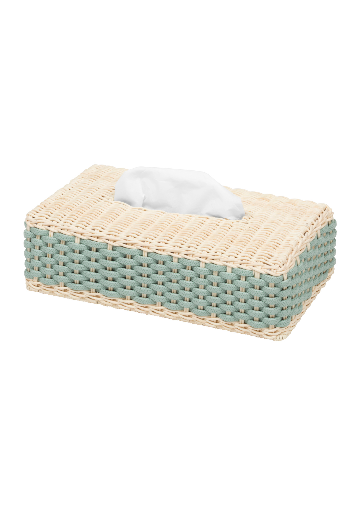 Antibes Leather & Rattan Tissue Holder Rectangular