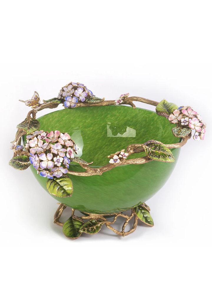 Sophie Hydrangea Green Glass Bowl