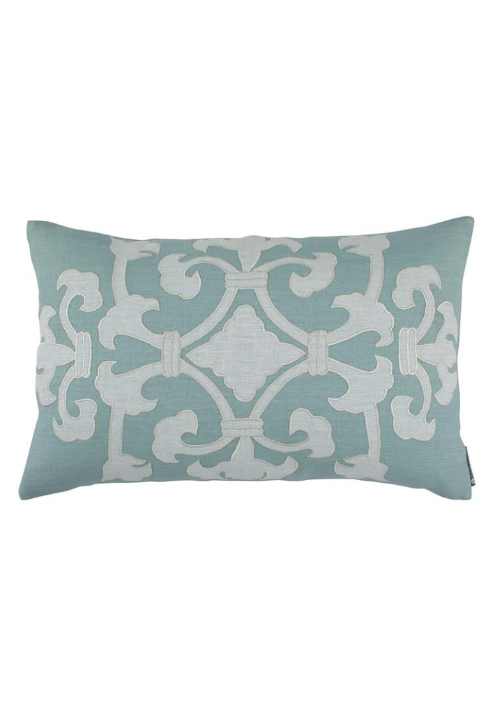 Angie Pillow Spa Linen / White Linen Appliqué