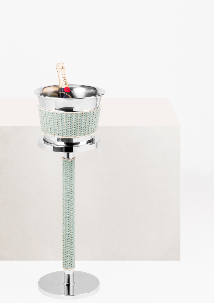 Menton Leather & Rattan Stands / Champagne Bucket Stands
