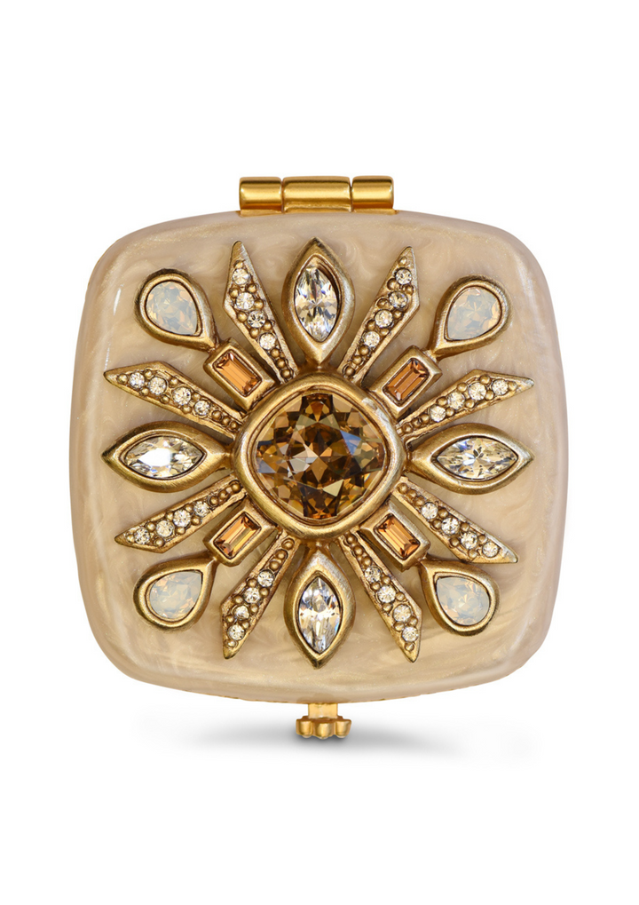 Schuyler Maltese Bejeweled Compact Golden