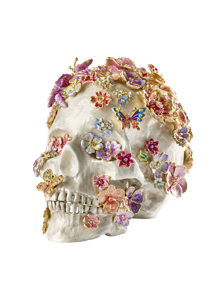 Oliver Skull & Flowers Figurine