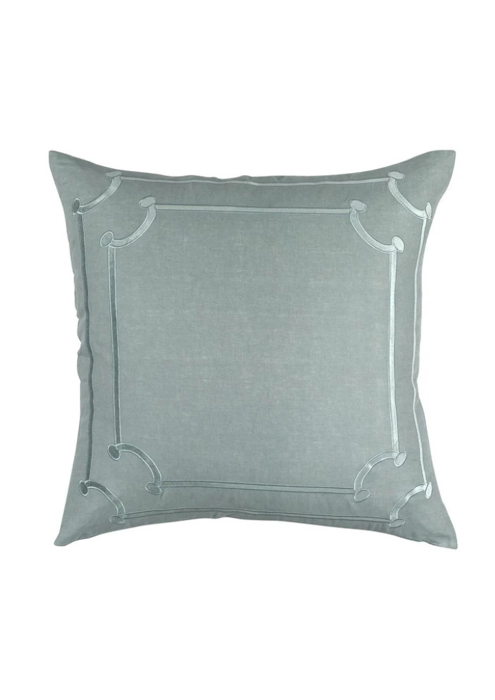 Jana Euro Pillow Sky Linen/ Sky Matte Velvet Applique