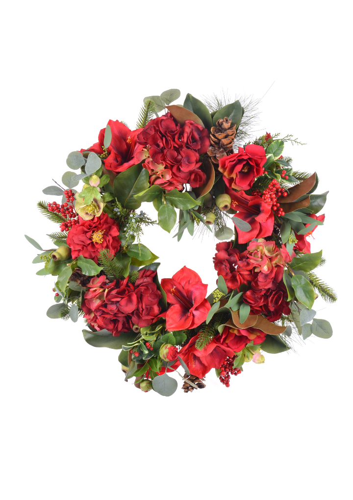Amaryllis Hydrangea Wreath
