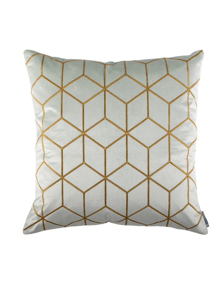 Cube Square Pillow Aquamarine / Gold