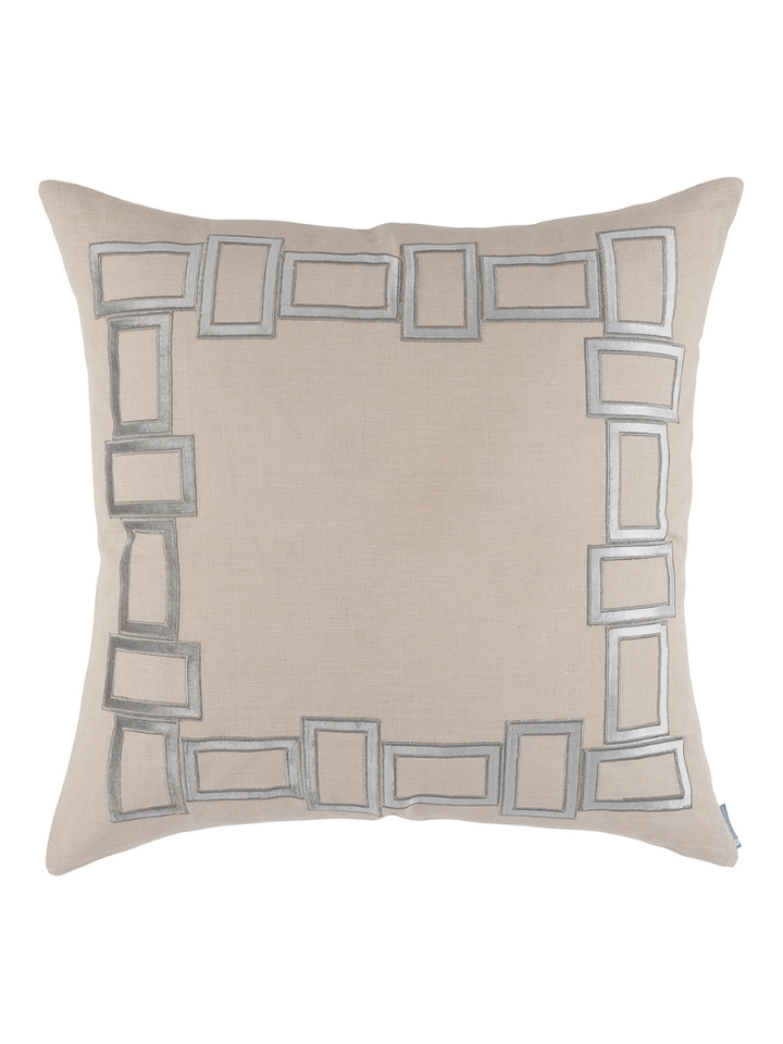 Peru Euro Border Pillow Dark Sand / Platinum