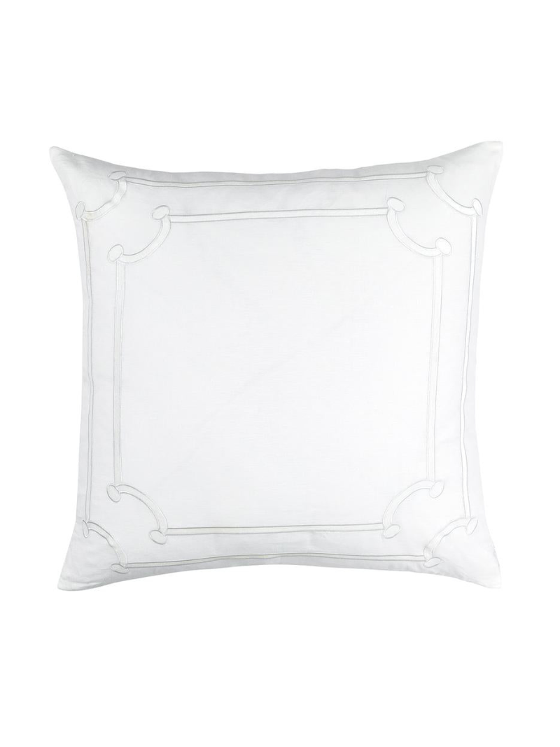 Jana Euro Pillow White Linen/ White Matte Velvet Applique
