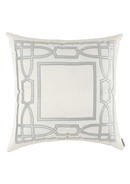 Trey Euro Border Pillow Ivory / Aquamarine