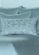 Olivia Rect Pillow Sky Linen / Sky Matte Velvet Applique