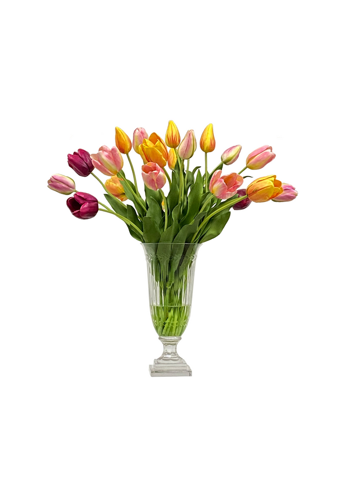 Mixed Tulips in Cut Vase 27 &#34;