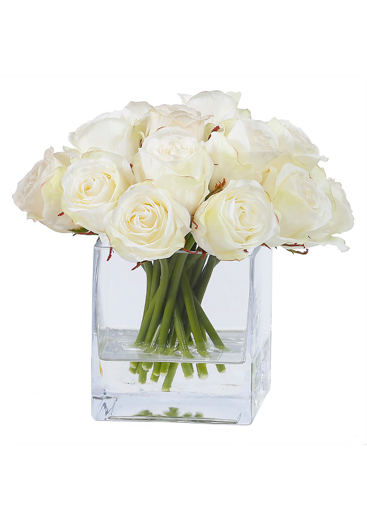 Rose Bud in Square Glass