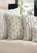 Trey Euro Border Pillow Ivory / Aquamarine