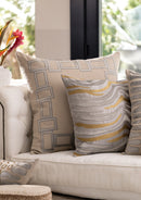 Peru Euro Border Pillow Dark Sand / Platinum