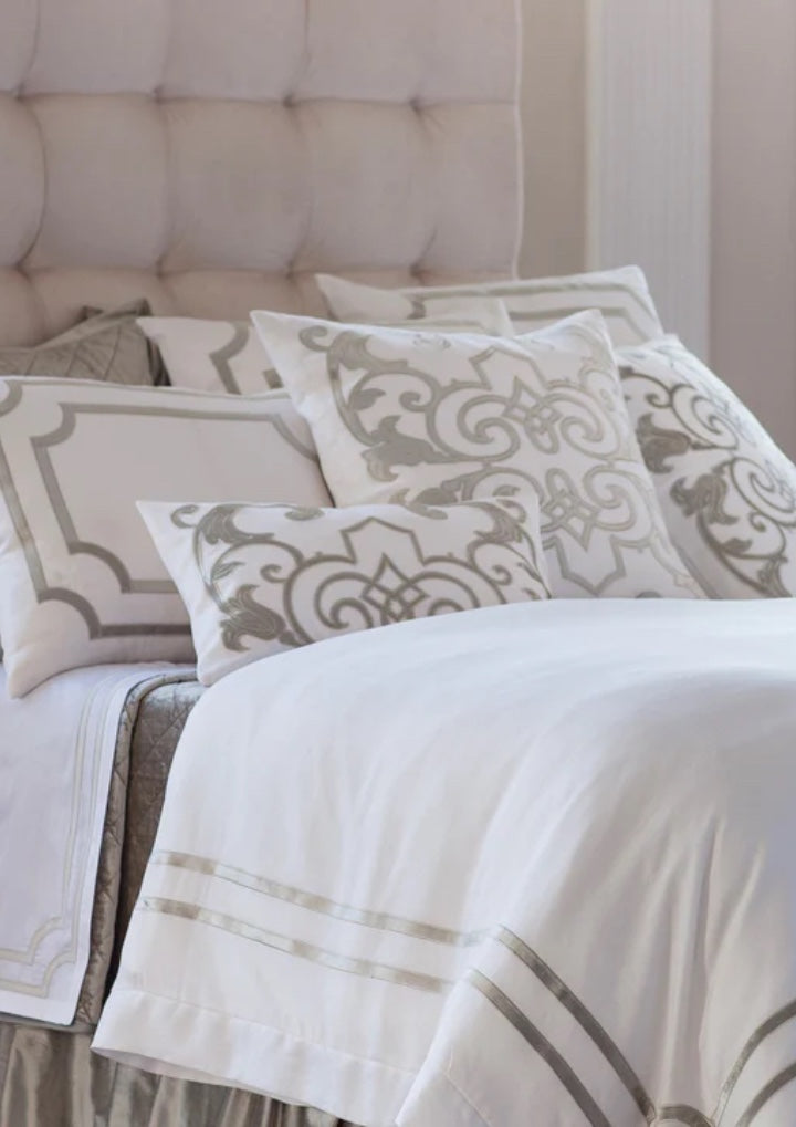 Paris Rectangle Pillow White Ice Silver