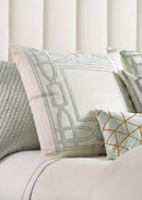 Trey Euro Border Pillow Ivory / Aquamarine