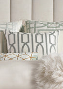 Trey Square Pillow Ivory / Aquamarine